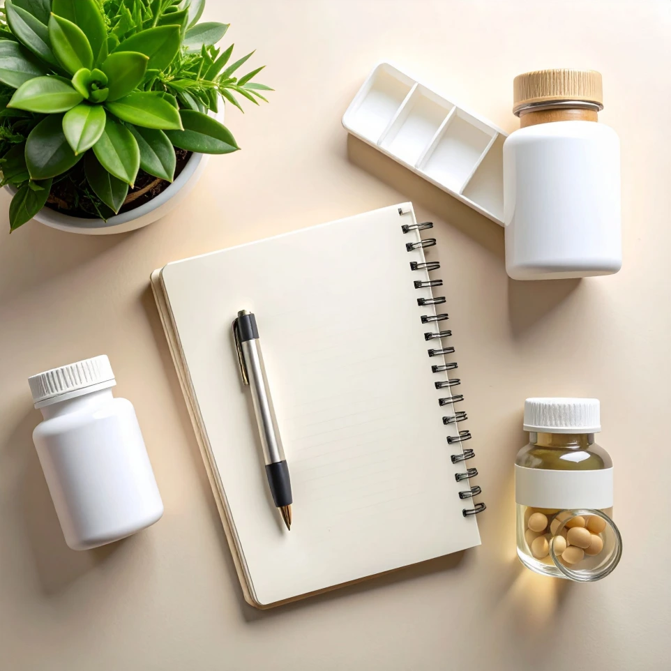 Weight Loss - Image of supplements and a tablet.