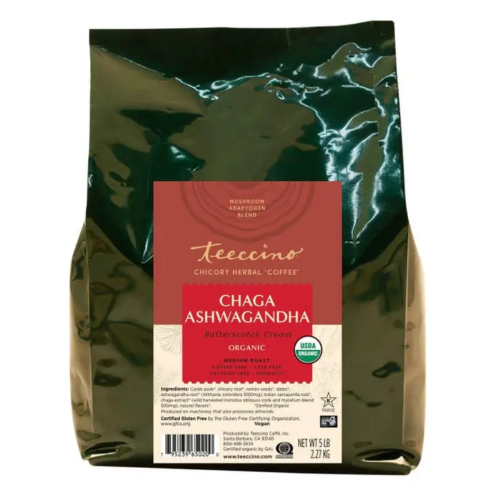 (TC) Chaga Ashwagandha Butterscotch Creme - Herbal Coffee - 5lb Ground
